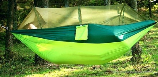 Verlammen Poort grootmoeder Hangmat met klamboe lichtgewicht parachute nylon hangmat | bol.com