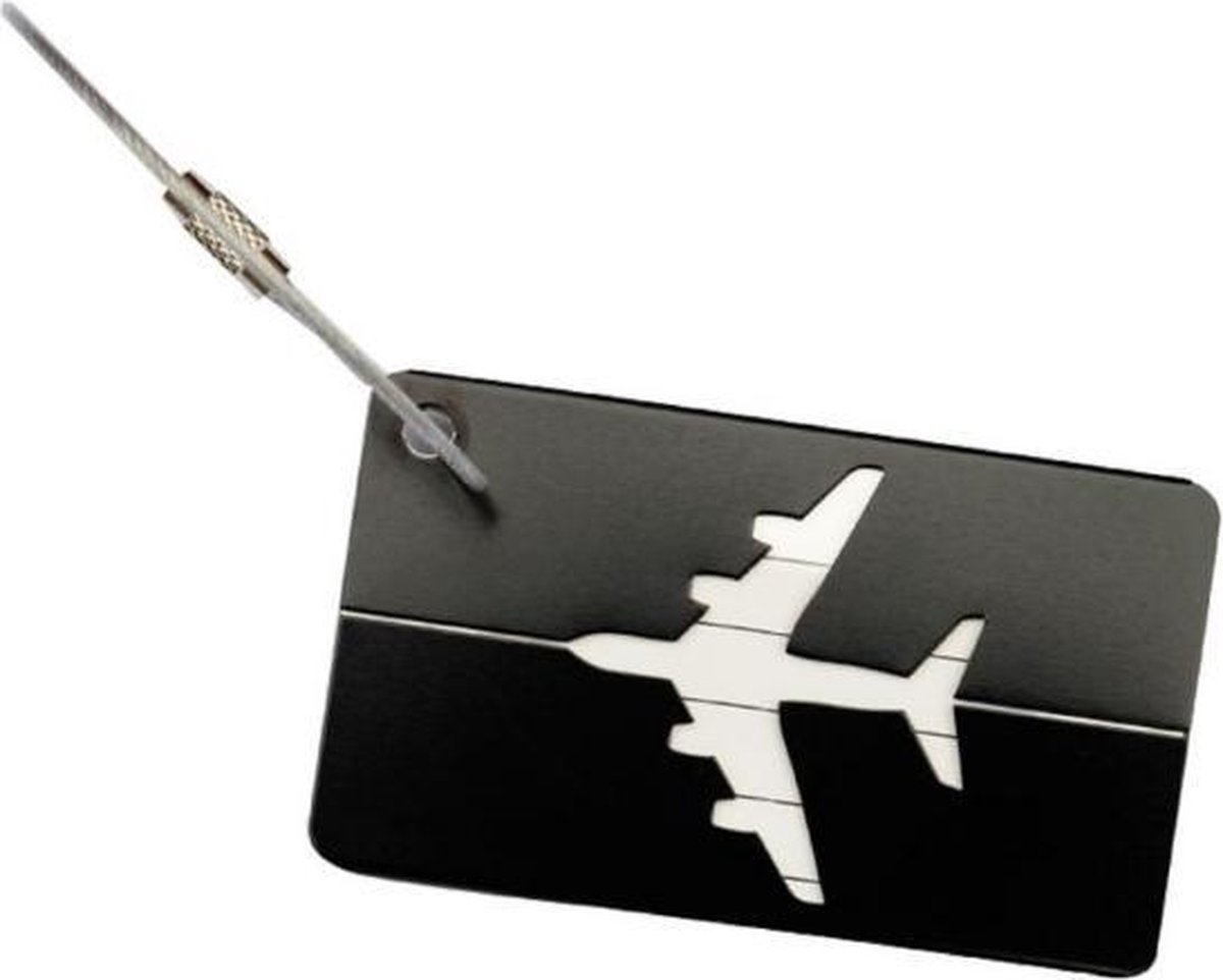 Bol.com AM-IP® Aluminium Bagage Label Tag Zwart aanbieding
