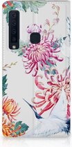 Geschikt voor Samsung Galaxy A9 (2018) Uniek Standcase Hoesje Bird Flowers