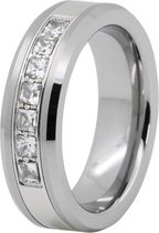 Schitterende Wolfraamcarbide Ring | Damesring | Zilver | Zirkonia |17,25 mm. Maat 54