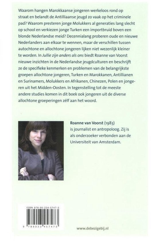 Boekcover met de titel 'Jullie zijn anders als ons' en de naam Roanne van Voorst.
