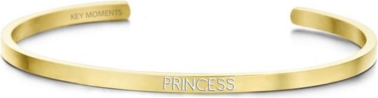 Key Moments 8KM-BG0002 - Bracelet ouvert en acier avec texte - princesse - zircone - taille unique - couleur or