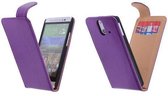 Classic Lila HTC One E8 PU Leder Flip Case Hoesje