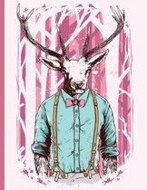 Anthropomorphic Deer with Antlers Wearing Suspenders in Forest