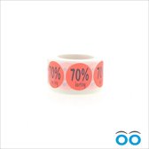 Etiket - Reclame-sticker - 70% korting - rond 35 mm - fluor-Rood - rol à 500 stuks