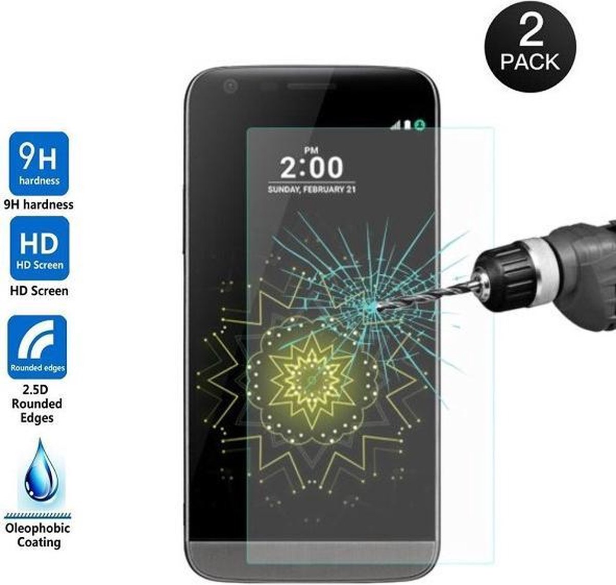 Gratis 1+1 Screen Protector Glass Tempered Glass Doorzichtig 2 stuks voor LG G5