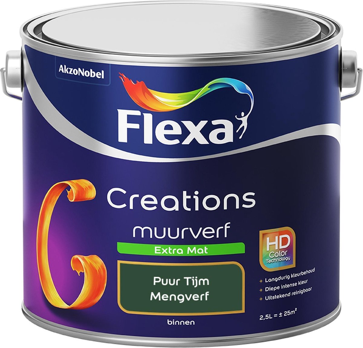 Flexa Creations - Muurverf Extra Mat - Puur Tijm - Mengkleuren Collectie - Groen - 2,5 Liter