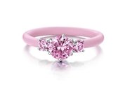 Colori 4 RNG00043 Siliconen Ring met Steen - Trio Zirkonia 20x6 mm - One-Size - Licht Roze