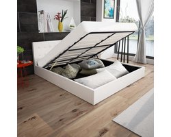 vidaXL Bed met gasveer traagschuim matras 160x200 cm kunstleer wit | bol.com