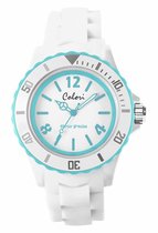 Colori White Summer 5 COL401 Horloge - Siliconen Band - Ø 44 mm - Wit / Blauw