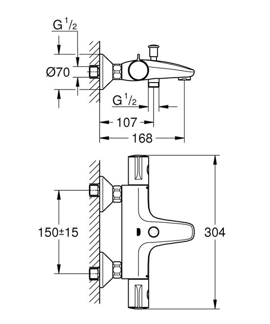 Robinet de bain thermostatique GROHE Grohtherm 800 - 34567000 - Chrome |  bol.com