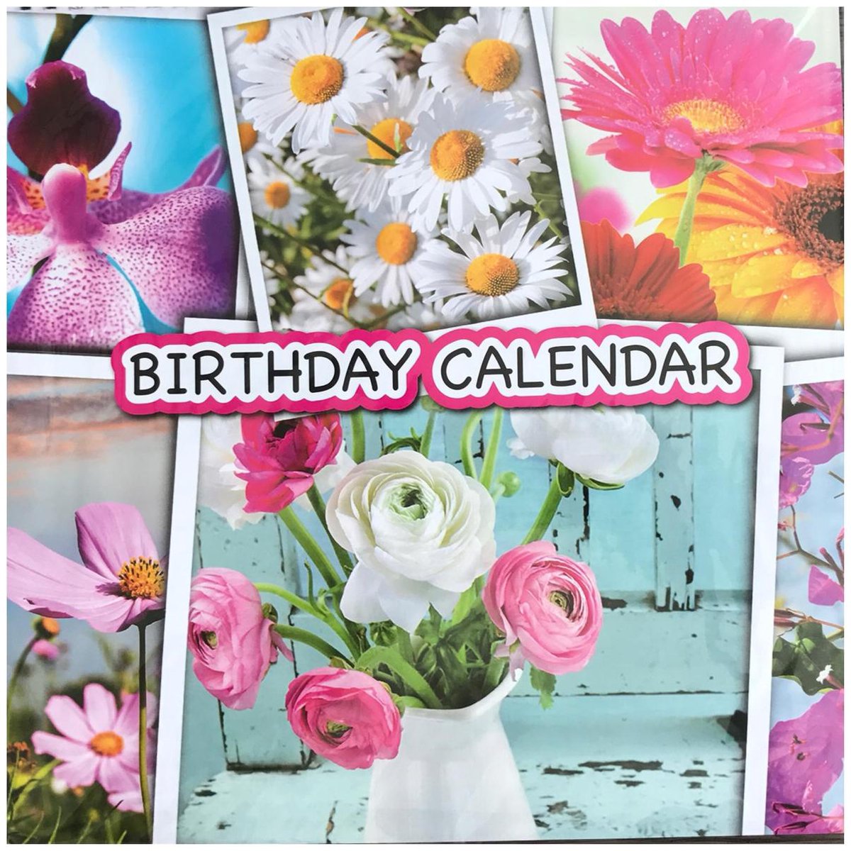 Vrolijke verjaardagskalender Bloemen - Roze