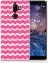 Nokia 7 Plus Uniek TPU Hoesje Waves Pink