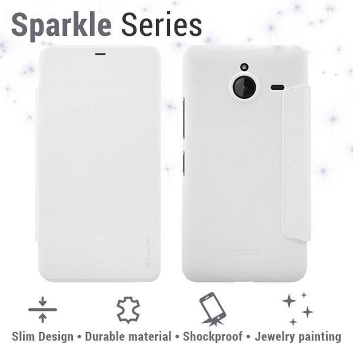 Nillkin - Sparkle slim booktype hoes - Microsoft Lumia 640 XL - wit