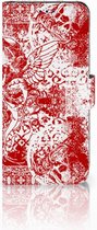 Geschikt voor Samsung Galaxy S8 Wallet Bookcase Hoesje Design Angel Skull Red