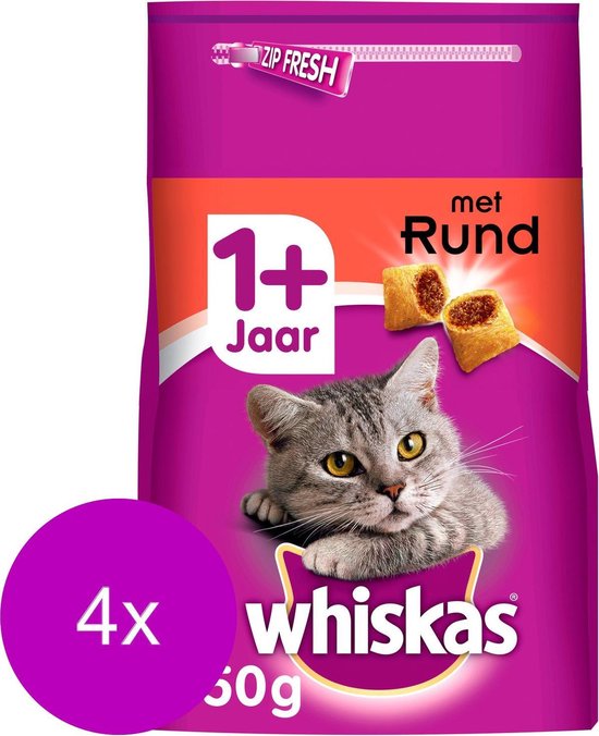Whiskas Brokjes Adult Rund - Kattenvoer - 4 x 950 g