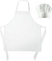 Benza Schort Keukenschort voor Kinderen Neutraal, Blanco - Wit (50 x 60 cm) incl. Koksmuts