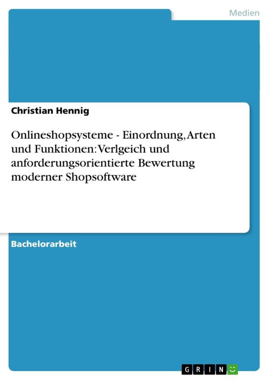 Onlineshopsysteme - Einordnung, Arten und Funktionen: Verlge ... - cover