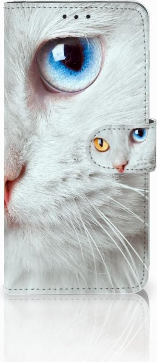 Boekhoesje voor Samsung Galaxy S10 Plus Telefoonhoesje met Pasjes Witte Kat