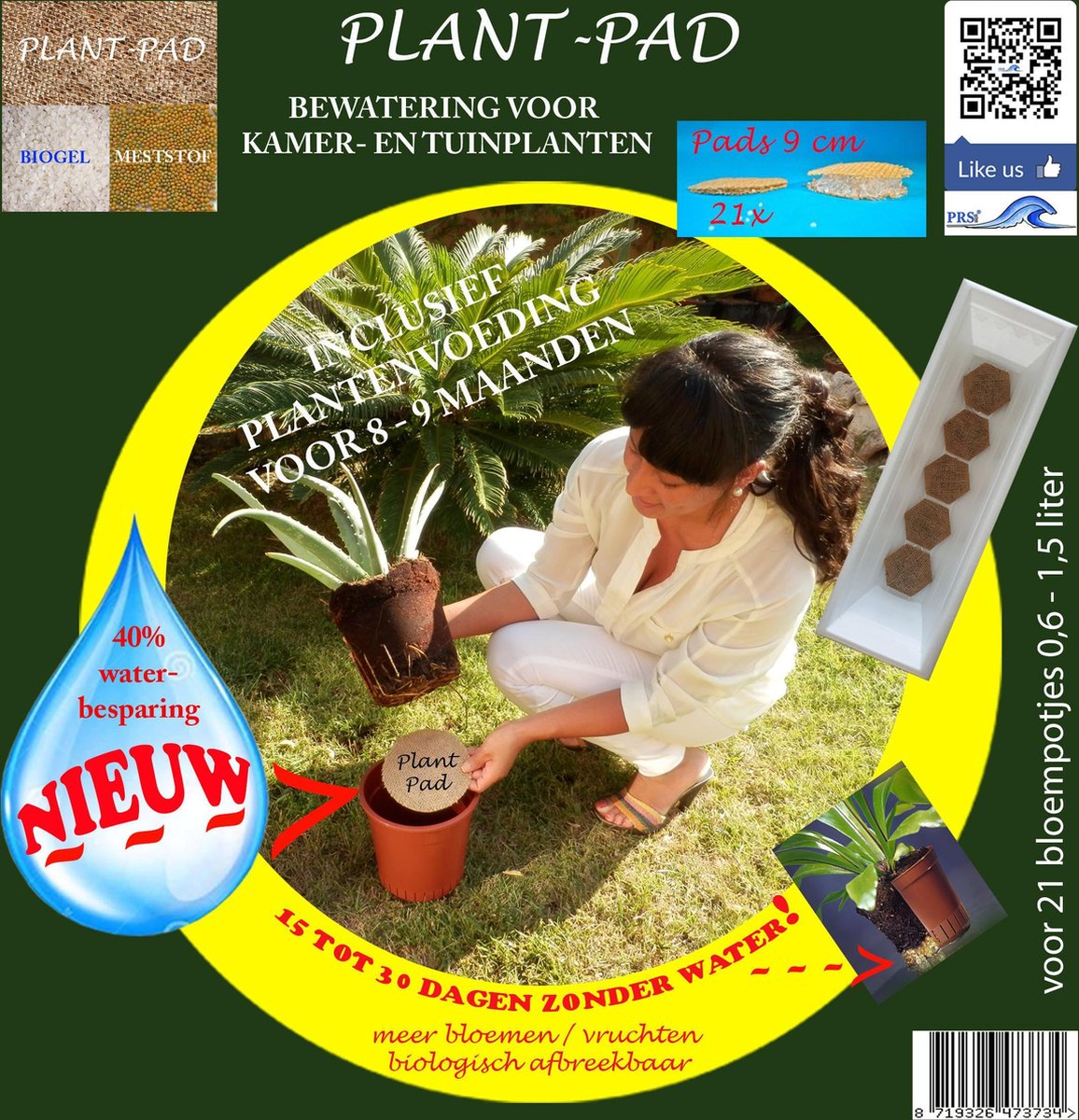 PlantPad - Watervasthoudende biogel met plantenvoeding - 21 Plant pads