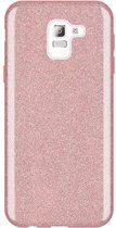 HB Hoesje Geschikt voor Samsung Galaxy J6 2018 - Glitter Back Cover - Roze