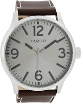 OOZOO Timepieces Dark Brown/Grey horloge C7402 - Leer - Bruin