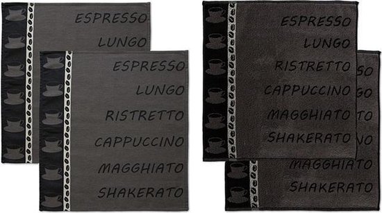 DDDDD Ristretto - Thee- en Keukendoekset - Anthracite - 2 x 2 Stuks