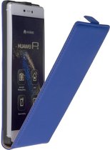 Lederen Blauw Flip Case Cover Hoesje Huawei Ascend P8
