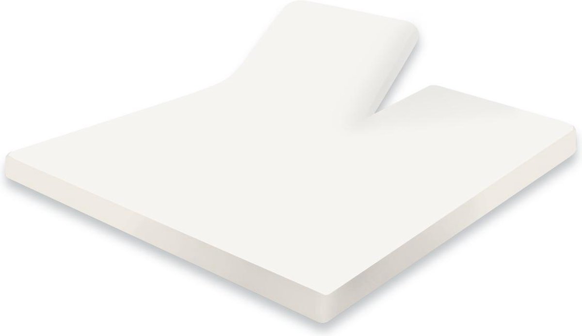 Splittopper Hoeslaken Jersey Katoen - 180x200cm - ivoor - Split Enkel - Single Split
