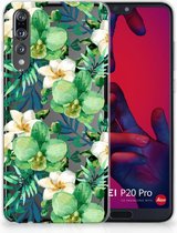 Coque Téléphone pour Huawei P20 Pro TPU Silicone Etui Orchidée Verte