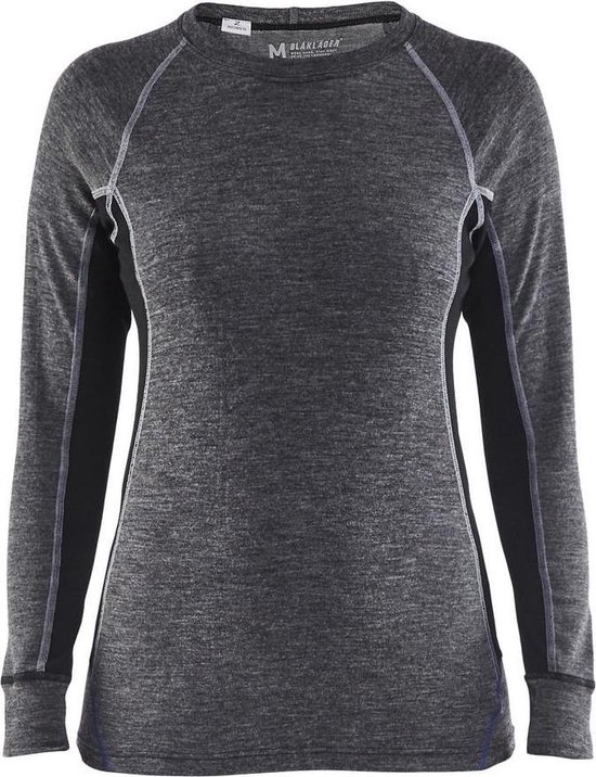 Blaklader Dames onderhemd, 100% Merino WARM 7200-1732 - Medium Grijs/Zwart - L