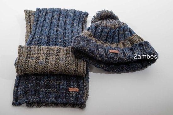Ontdekking beproeving temperatuur Stoere gebreide winter sjaal voor jongens met strepen .blauw/kaki | bol.com