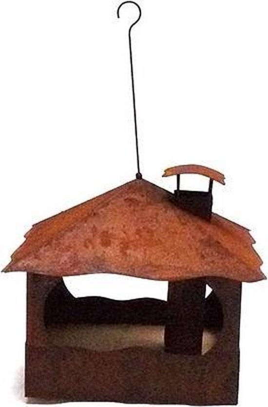 MAZUR Vogelvoederhuis van hout XL 39,5x38x34,5cm | Weerbestendig, gevlamd voederstation | Voederautomaat voor wilde vogels