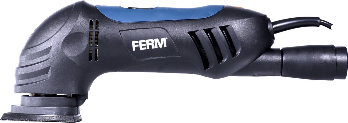FERM - DSM1009 - Deltaschuurmachine - 280W - Variabele snelheidsregeling: - 6000 - 11000 /min - Schuurbewegingen: - 12000 - 20000 /min - Klittenband schuurzool - 9x9x9cm - Soft grip - Met: - Stofzuigadapter - 6 schuurvellen - Driehoekschuurmachine – foto 2