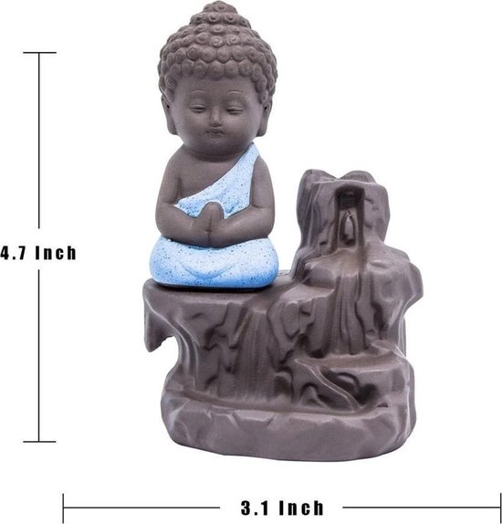 Wierook Houder Mini Buddah  - Wierook Kegel Brander - Aromatherapie Geur Brander van Keramiek