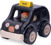 Houten speelgoedvoertuig Taxi zwart