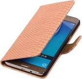 Roze Slang booktype cover hoesje voor Samsung Galaxy J5 2016