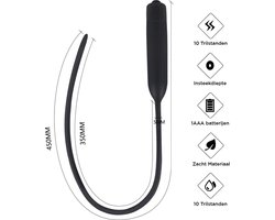 EZLove – Luxe Siliconen Dilator met 10 Trilfuncties voor Sensationele Urethrale en Perineum Bevrediging – 20.2 cm - Zwart