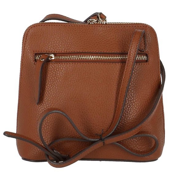 Mazarin Lederen Tas 3 Vakken Crossbodytas Cognac bol