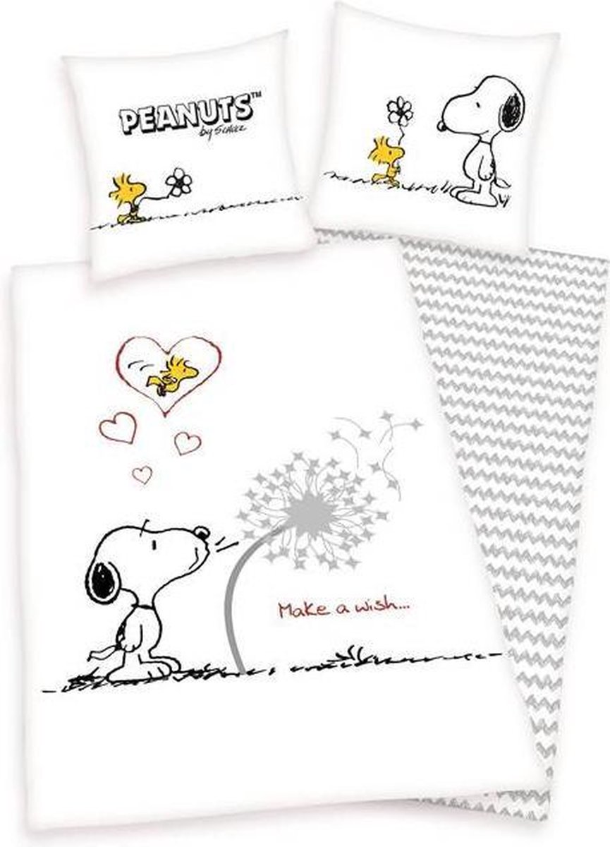 Geruststellen zak Memo Snoopy dekbedovertrek Wit 1-persoons (140x200 cm + 1 sloop) (make a wish) |  bol.com