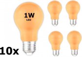 10 stuks - E27 1W Oranje LED A60 Normaallamp 240V 12lm