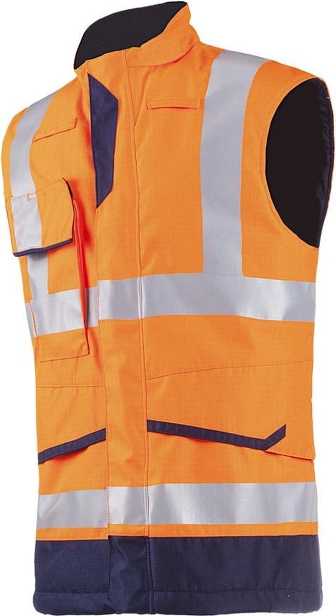 Sioen Flaxton Vlamvertragende en antistatische signalisatie bodywarmer Fluo /Marine Oranje