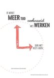 Illustratie met de tekst "Er wordt meer tijd verspild met werken dan met niets doen." Pijl in een cirkel. Nederlands.