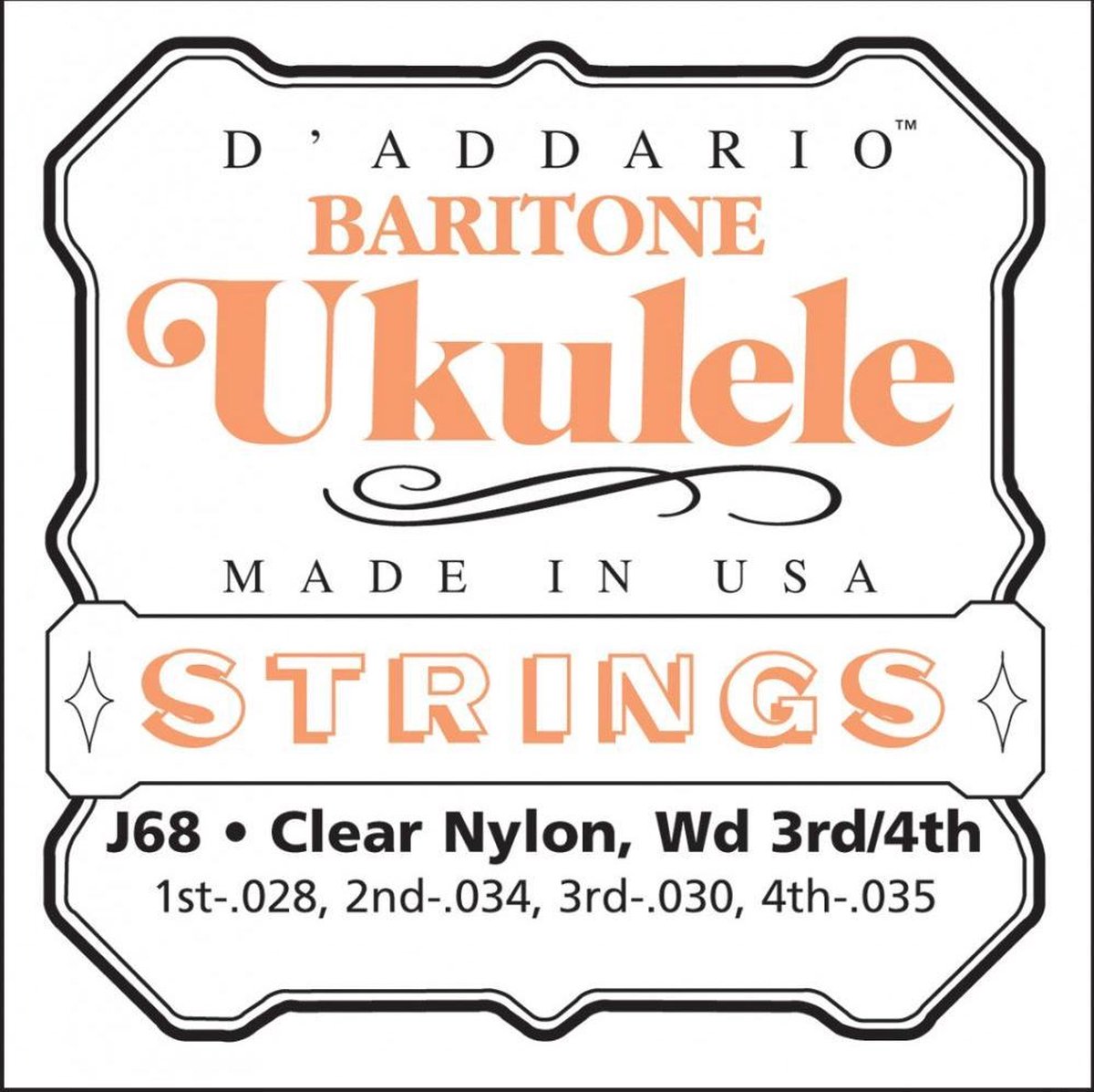 D'Addario Ukulele snaren EJ65B Baritone Nylon 28-34-30-35 - Snaren