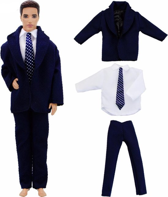 3-delig kostuum/pak voor mannelijke modepop zoals barbie Ken - Pantalon,  blouse met... | bol.com