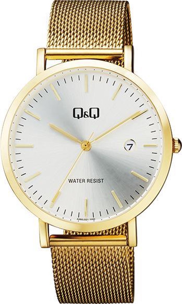 Q&Q horloge A466J001 Goudkleurig met Datum