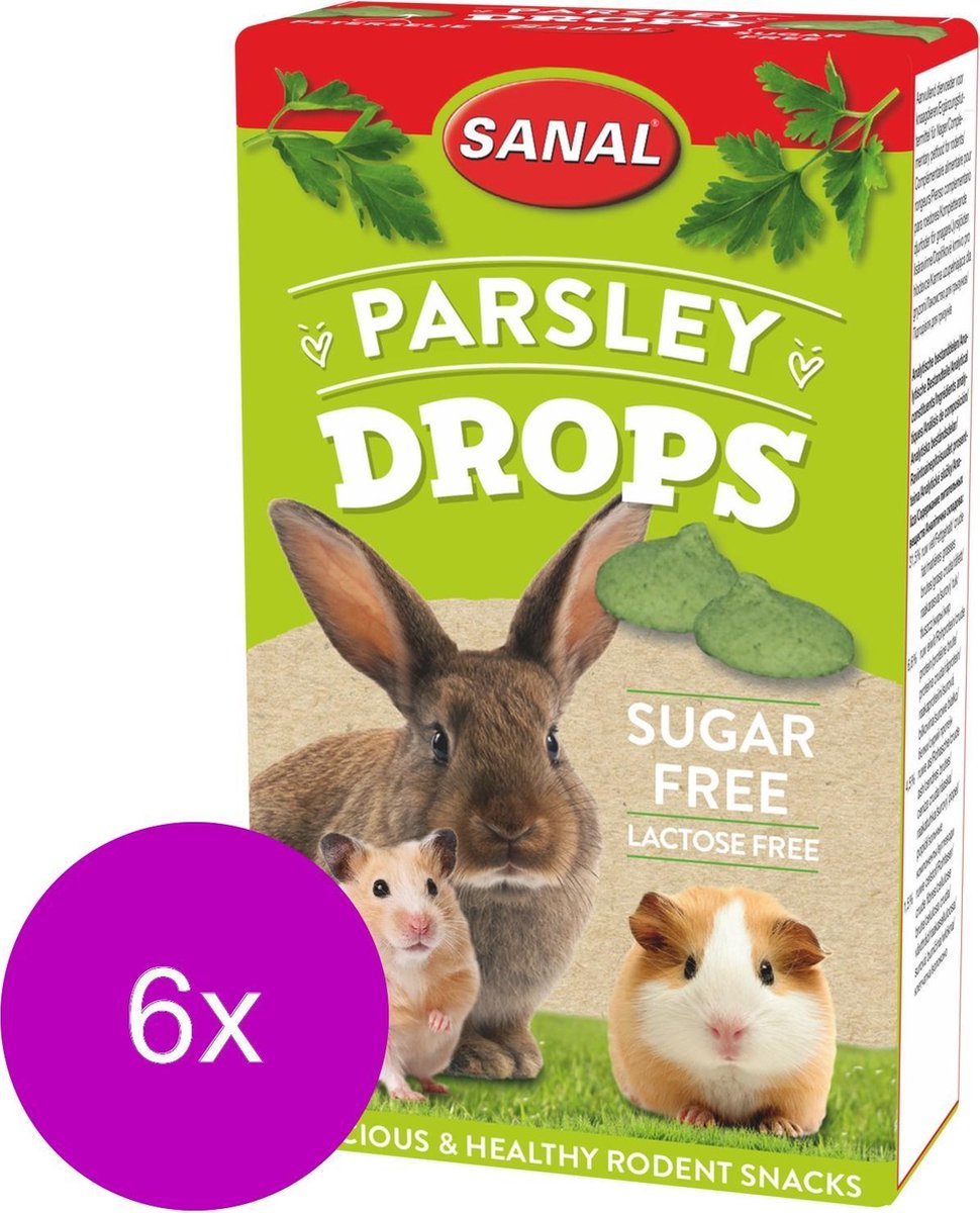 Sanal Drops Sugar Free - Knaagdiersnack - 6 x Peterselie 45 g