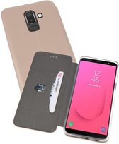 Slim Folio Case - Book Case Telefoonhoesje - Folio Flip Hoesje - Geschikt voor Samsung Galaxy J8 2018 - Goud