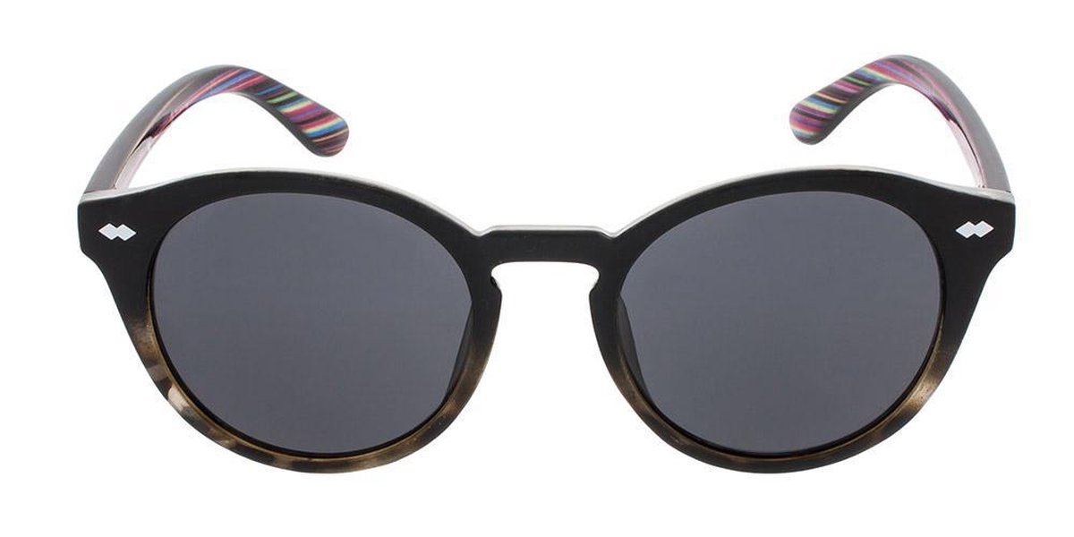 Icon Eyewear Zonnebril JAQUIM - Zwart montuur met print aan de binnenkant - Grijze glazen