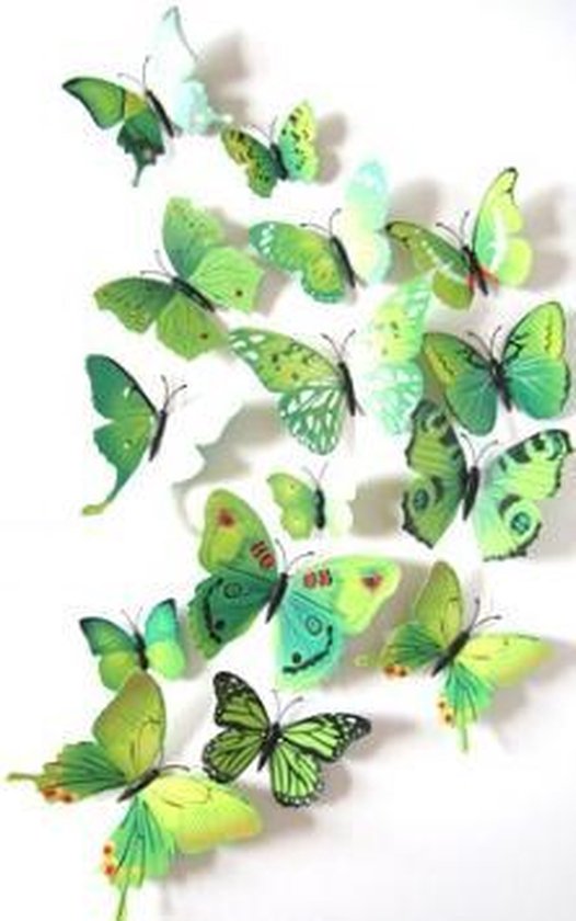 3D Vlinders - Muurdecoratie - Groen